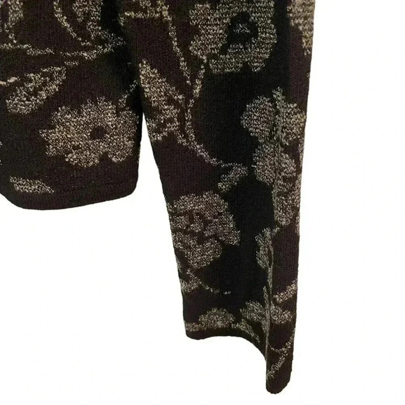 Jones New York Black Dark Floral Sweater Cardigan Size Medium Stretch Vintage - Picture 5 of 9